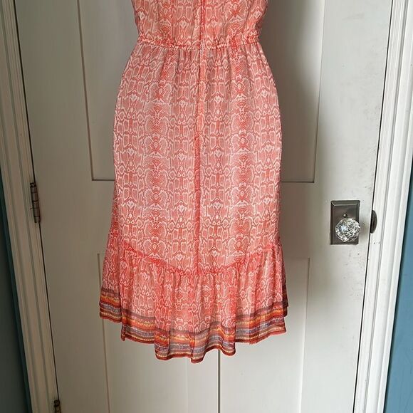 Twelfth Fifth Street Cynthia Vincent Sheer 100% Silk Orange Sleeveless Dress 6 - Picture 7 of 16